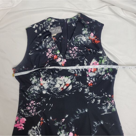 VINTAGE‎ 60s/70s dress black floral sleeveless midi  M - Picture 10 of 13